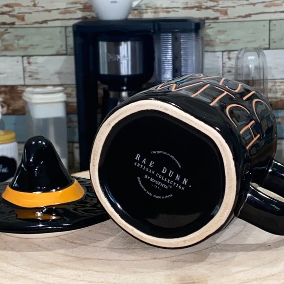 Rae Dunn "Basic Witch" Black mug w/ Topper (Orange Letters) Halloween - Picture 6 of 6